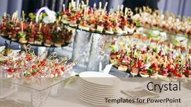  Presentation with snacks - Amazing slides having events - catering services background with snacks backdrop and a coral colored foreground