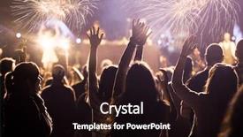  Presentation with crowd - Theme featuring social events - cheering crowd and fireworks background and a wine colored foreground