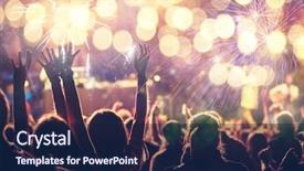  Presentation with new year - Cool new PPT layouts with events - cheering crowd watching fireworks backdrop and a navy blue colored foreground