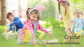  Presentation with easter - Cool new PPT theme with events - children having fun in park backdrop and a yellow colored foreground