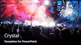  Presentation with fireworks on chinese new year - Beautiful slides featuring events - colorful fireworks and crowd celebrating backdrop and a wine colored foreground