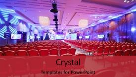  Presentation with events - Colorful presentation enhanced with events - conference hall with red chairs backdrop and a red colored foreground