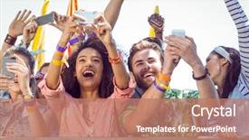  Presentation with festival music - PPT layouts having events - excited music fans up background and a coral colored foreground