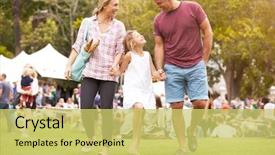  Presentation with summer event - Beautiful slide set featuring events - family relaxing at outdoor summer backdrop and a yellow colored foreground