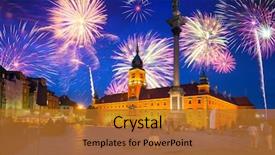  Presentation with poland - Slide set featuring events - fireworks display over the royal background and a gold colored foreground
