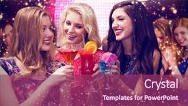  Presentation with gold red - Audience pleasing slide deck consisting of events - friends drinking cocktails against gold backdrop and a violet colored foreground