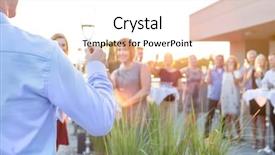  Presentation with roof - Cool new slides with events - group of attractive business colleagues backdrop and a white colored foreground