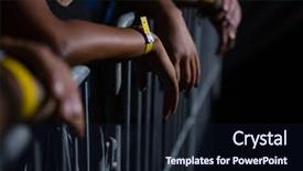  Presentation with concert - Beautiful slide deck featuring events - group of friends watching backdrop and a wine colored foreground