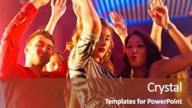  Presentation with party - Presentation theme with dance events - group of party people background and a  colored foreground