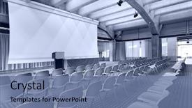  Presentation with conference - Beautiful PPT layouts featuring events - interior of a conference hall backdrop and a ocean colored foreground