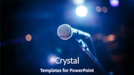  Presentation with microphone - PPT theme with events - microphone on stage background and a navy blue colored foreground