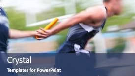  Presentation with race track - Slide deck having events - motion blurred relay race background and a ocean colored foreground