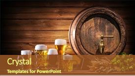  Presentation with beer hops - PPT theme consisting of events - oktoberfest beer barrel and beer background and a tawny brown colored foreground