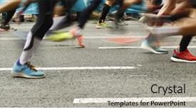  Presentation with blur - Theme consisting of events - runners feet on the road background and a light gray colored foreground