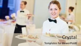  Presentation with waitress - Slide set having events - waitress occupation young woman background and a lemonade colored foreground