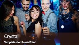  Presentation with dancing - Colorful theme enhanced with events - young people dancing together backdrop and a tawny brown colored foreground