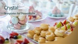  Presentation with birthday cake colorful candles - Beautiful PPT layouts featuring events high tea - table setting colorful macarons backdrop and a sky blue colored foreground