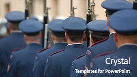  Presentation with prague - PPT theme having events order - armed palace guards in prague background and a ocean colored foreground