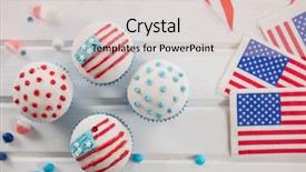  Presentation with 4th july - PPT theme featuring events order - cupcakes decorated with 4th july background and a lemonade colored foreground