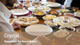  Presentation with happy sad face man - Beautiful PPT layouts featuring events order - happy man eating breakfast backdrop and a  colored foreground