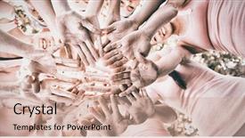  Presentation with breast cancer awareness - Slides with events organiser - smiling women organising event background and a coral colored foreground