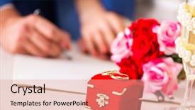  Presentation with registration - Colorful slide set enhanced with events registration - wedding ceremony with wife backdrop and a coral colored foreground