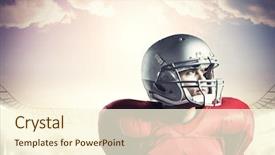  Presentation with american football - Presentation design having events safety day - american football player looking away background and a  colored foreground