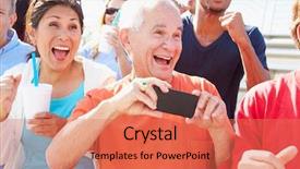  Presentation with performance - Beautiful theme featuring events sport - audience cheering at outdoor concert backdrop and a coral colored foreground