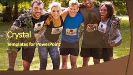  Presentation with endurance - Presentation theme featuring events sport - competitors celebrate completing an extreme background and a tawny brown colored foreground