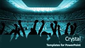  Presentation with football lights - Theme featuring events sport - silhouettes of football supporters background and a ocean colored foreground
