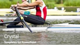  Presentation with rowing - Presentation theme having events sport - woman single sculls rower background and a gray colored foreground