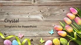  Presentation with easter - Slides enhanced with events template - easter background with colorful eggs background and a coral colored foreground
