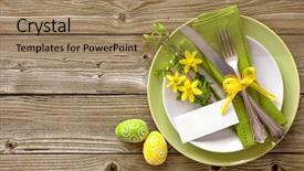 Presentation with daffodil - Slide deck consisting of events template - easter table setting with daffodil background and a coral colored foreground