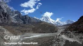  Presentation with everest - Cool new slide set with everest-trek-helicopter-flying-over backdrop and a dark gray colored foreground