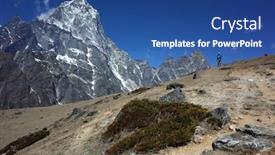  Presentation with everest - Colorful presentation theme enhanced with everest-trek-hiker-on-three backdrop and a ocean colored foreground