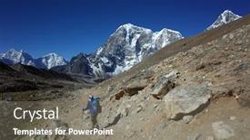  Presentation with everest - Audience pleasing PPT layouts consisting of everest-trek-man-hiking backdrop and a gray colored foreground