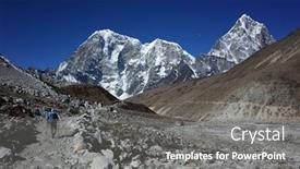  Presentation with everest - Slide deck featuring everest-trek-man-hiking background and a gray colored foreground