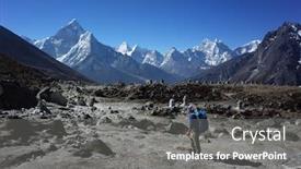  Presentation with everest - Theme consisting of everest-trek-man-hiking background and a gray colored foreground