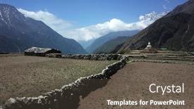  Presentation with stupa - Cool new PPT theme with everest-trek-potato-fields backdrop and a tawny brown colored foreground