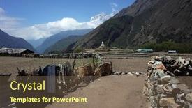 Presentation with stupa - Slides enhanced with everest-trek-walkway-fields background and a violet colored foreground