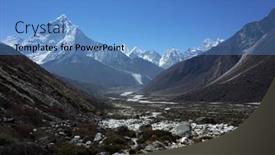 Presentation with mountain view - Colorful PPT layouts enhanced with everest-trek-way-down backdrop and a teal colored foreground