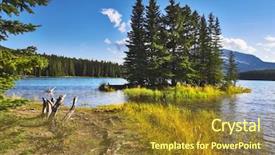  Presentation with coast guard ship - Slides consisting of evergreen forest - footpath to coast of lake background and a  colored foreground