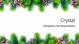  Presentation with christmas lights - PPT layouts with evergreen tree xmas green framework background and a white colored foreground