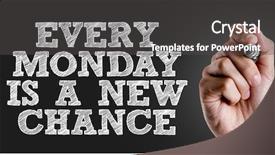  Presentation with writing - Cool new PPT theme with every monday is a new backdrop and a dark gray colored foreground