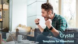  Presentation with 3d man sitting question mark - Cool new PPT layouts with everyday - side view of happy man backdrop and a ocean colored foreground