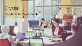  Presentation with coworking - Amazing theme having everyday-life-at-coworking-startup backdrop and a coral colored foreground