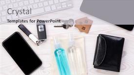  Presentation with antiseptic - PPT layouts enhanced with everyday-objects-that-need background and a light gray colored foreground