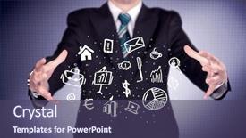  Presentation with successful person - Cool new PPT layouts with everyday tasks concept holding logo backdrop and a  colored foreground