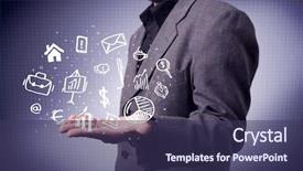  Presentation with successful person - Cool new PPT layouts with everyday tasks concept holding logo backdrop and a  colored foreground