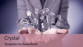  Presentation with successful person - Amazing PPT layouts having everyday tasks concept holding logo backdrop and a coral colored foreground